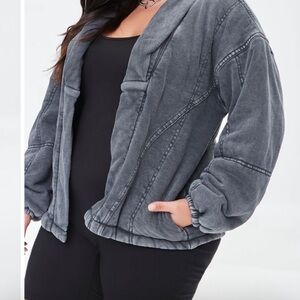 Nwot oversized mineral-wash shacket washed black so warm and cozy